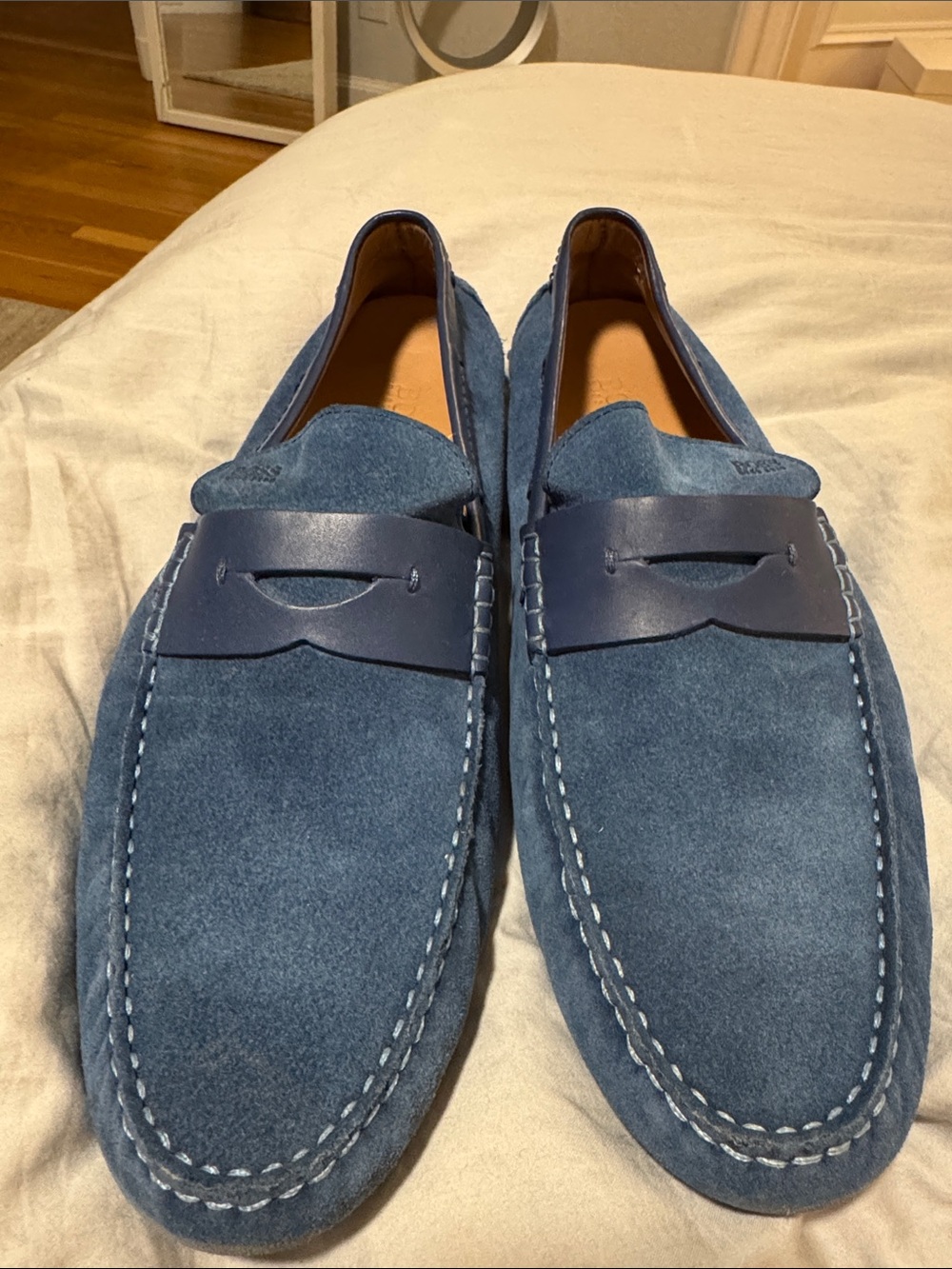 Boss Blue Suede Penny Loafers